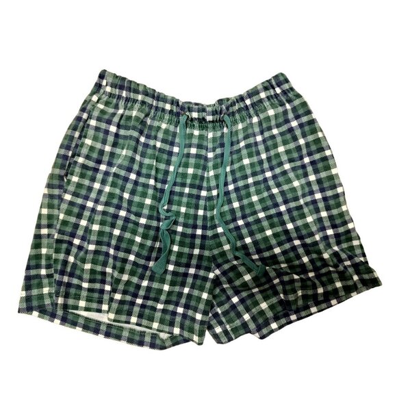 Stefano Basics Mens Green Plaid Cotton Lounge Shorts Medium - Picture 1 of 3